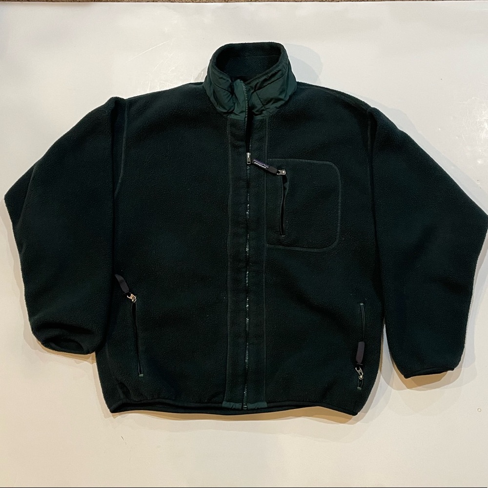 Vintage Patagonia Mens Retro Deep Pile Full Zip Fleece Jacket USA Made Green L